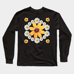 blooming flower pattern daisies daisy blossom floral Long Sleeve T-Shirt